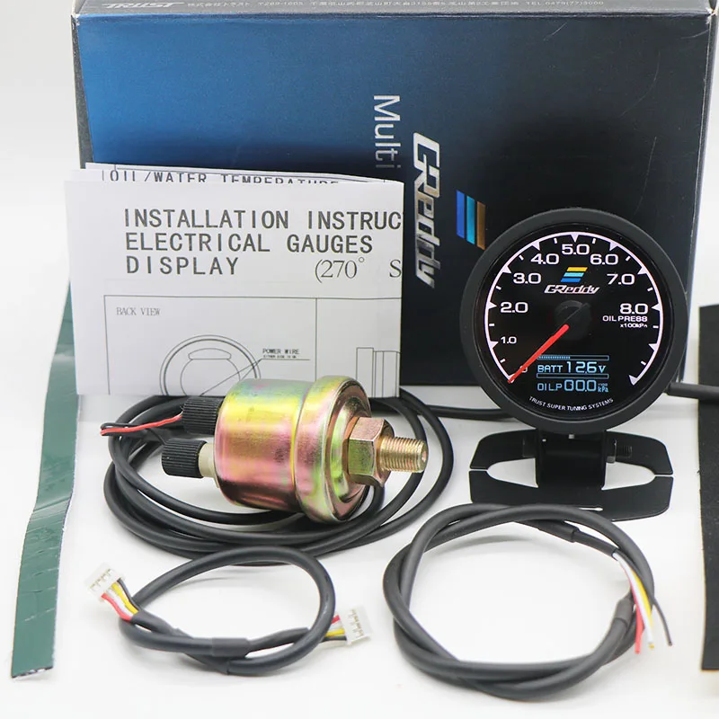 62 мм 7 цветов в 1 гоночный манометр GReddi Multi D/A ЖК-цифровой дисплей Turbo Boost автомобильный измерительный прибор 2,5 дюйма