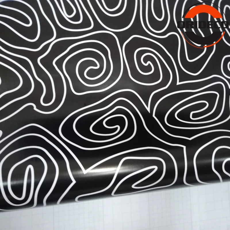 Новинка черно-белая камуфляжная виниловая пленка с кольцами на годовой стадии