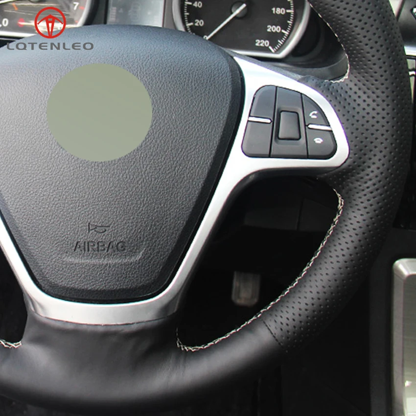 

LQTENLEO Black PU Artificial Leather DIY Hand-stitched Car Steering Wheel Cover for Zotye T600 2011-2019
