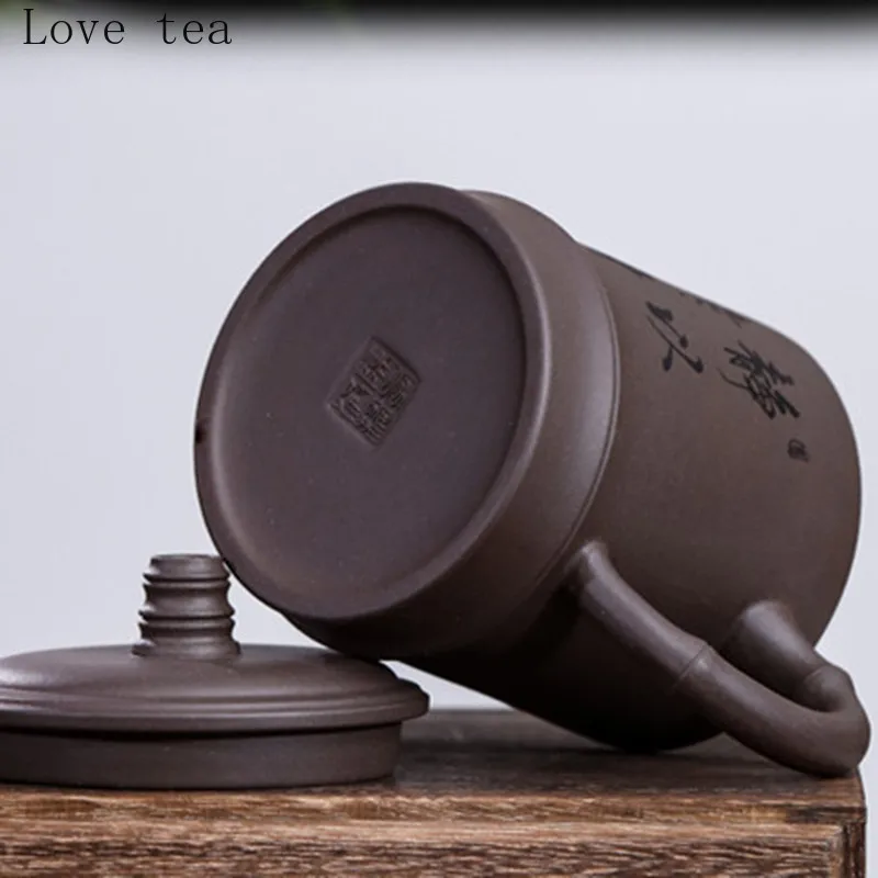 Фиолетовая глина чаша-керамический большой вместимости Чай стаканчик с крышкой