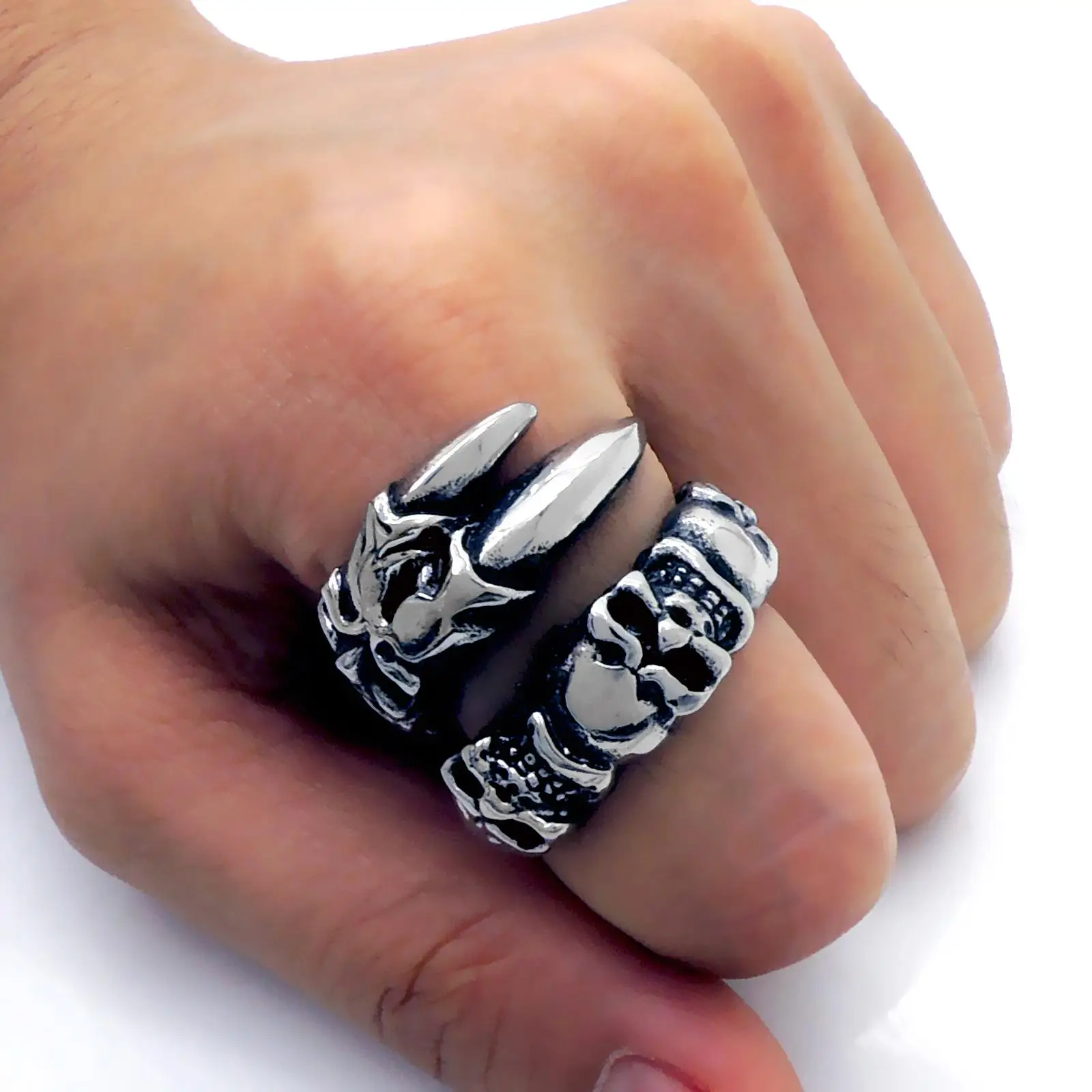 Мужское кольцо из нержавеющей стали 316L в готическом стиле|rocker rings|punk fashion316l stainless