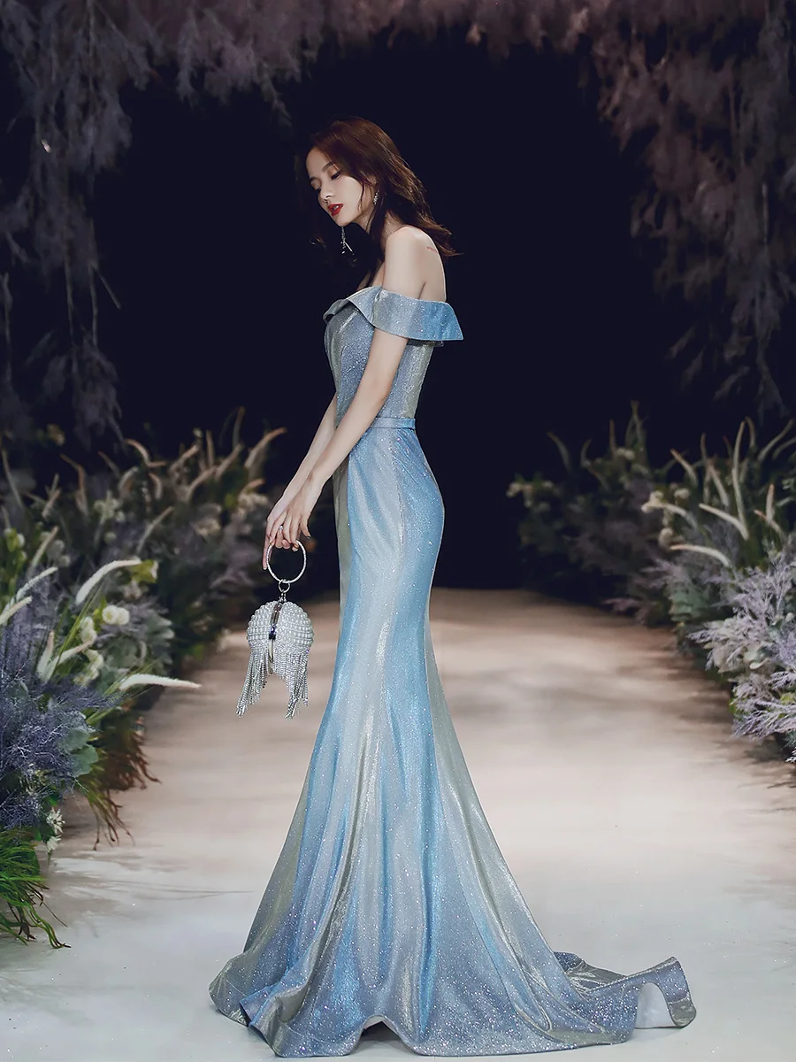 Новинка высокое качество сексуальное вечернее платье с открытыми плечами