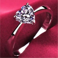 jewelry 2ct cut ring silver color wedding promise heart engagement white