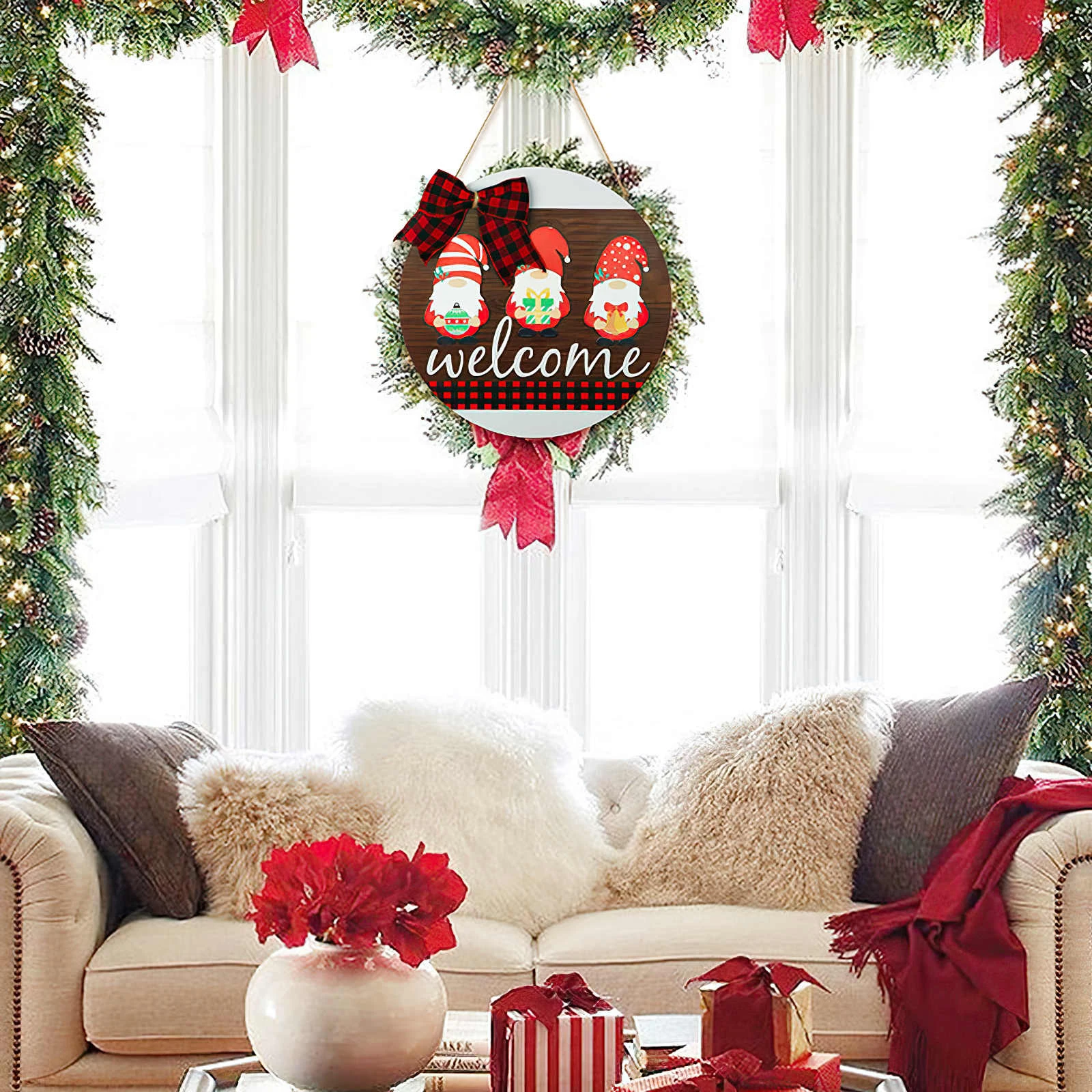 

Рождественская подвеска для деревянной двери в виде галстука-бабочки