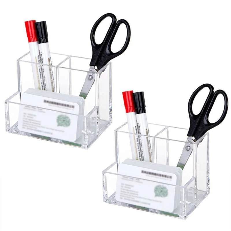 

Simple Practical Clear Acrylic Pen Holder Pencil Container Creative Pencil Holders Decorative Cosmetic Brush Storage Box