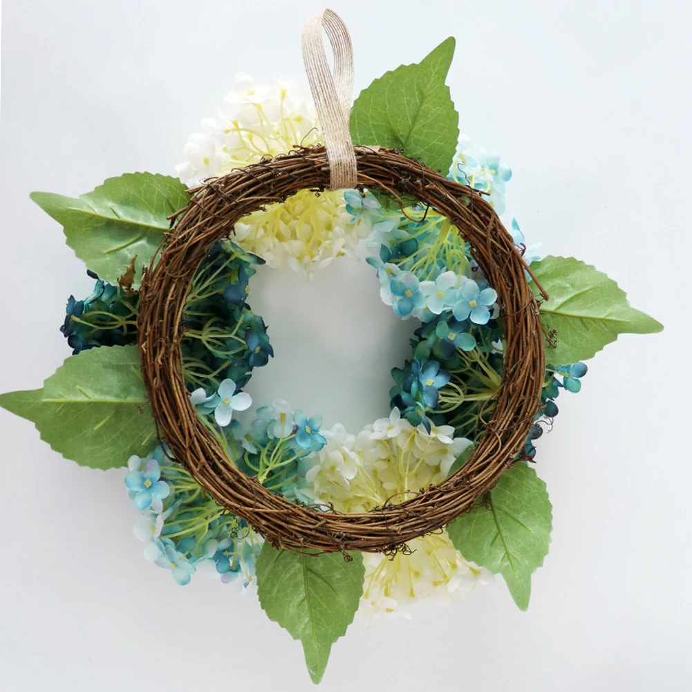 

Artificial Wreath Hydrangea Wreath Door Hanging Floral Garland Fake Flower Decoration Green Leaves Home Wedding Party Supplies
