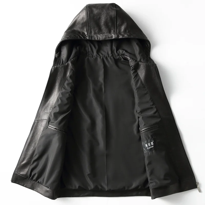 2020 Новинка кожаный жилет с капюшоном натуральная кожаная куртка мужская