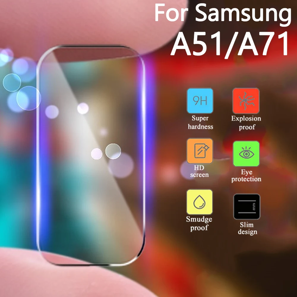 2-in-1 A71 A51 2019 Protective Glass a41 camera lens for samsung a71 51 screen protector tempered glass full cover film | Мобильные