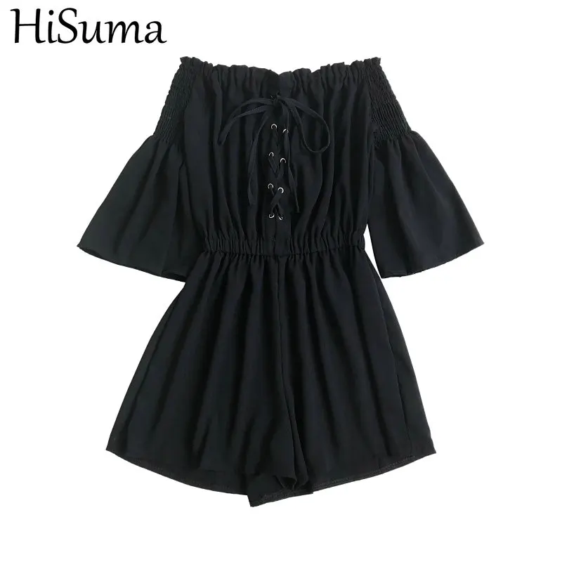 Женский комбинезон на бретелях пляжный с рюшами расклешенными рукавами оборками