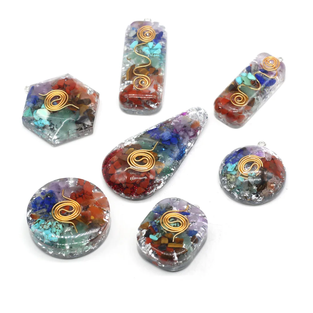 

Natural Stone Gem Seven Chakra Pendant Ruby Turquoise Healing Reiki Handmade Crafts DIY Necklace Jewelry Matching Home Gift Make