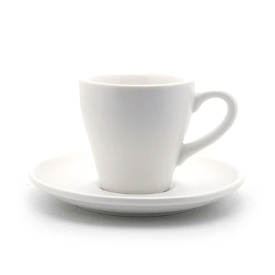 Matte White Тюльпаны форма Макарон цвет черная кружка с кофе и набор блюдец кафе бытовой офис итальянский эспрессо Demitasse Прямая поставка оптом - Цвет: Matte White