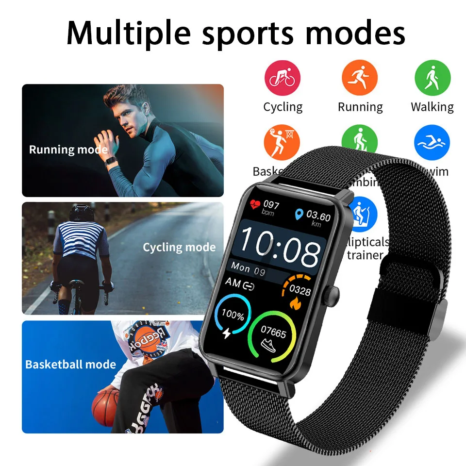 2022 new sports smart watch men women 1 57 inch full touch fitness tracker ip68 waterproof smartwatch for huawei xiaomi phone free global shipping