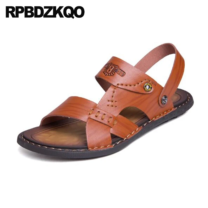 

; Шлепанцы без задника с открытыми пальцами Размеры 45 47; Цвета: черный, родной Пляжные сандалии для мужчин; Кожаные летние 2021 тапочки без шнур...