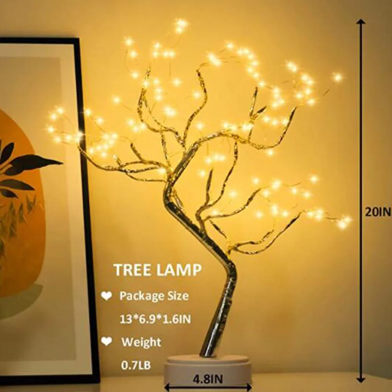 Koop Diy Creatieve Koperdraad Boom Licht 108 Usb Kleine Tafellamp Lantaarn Woondecoratie Desktop Decoratie Bonsai Led Nachtlampje