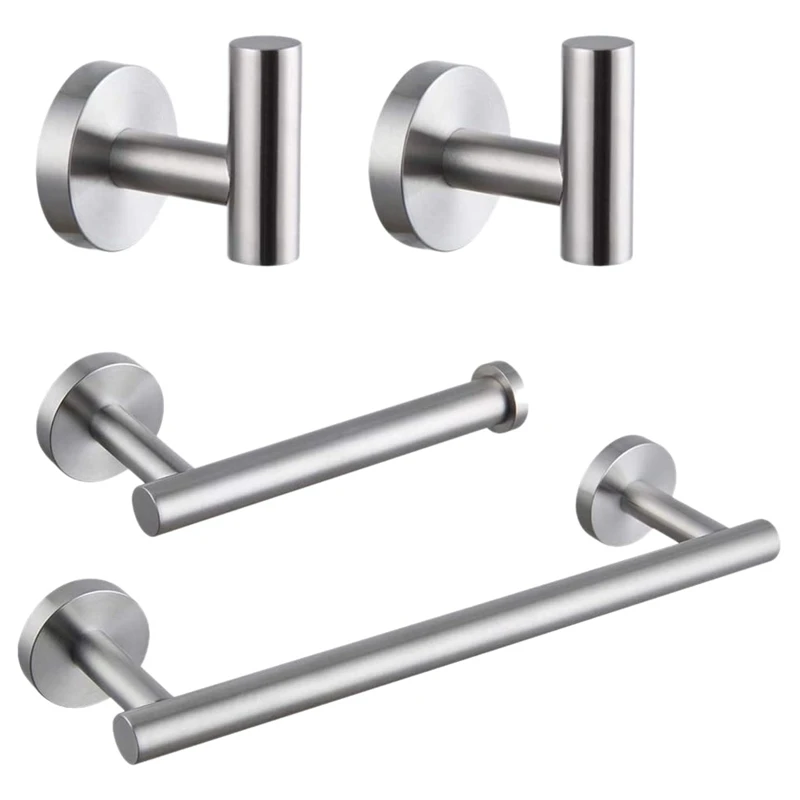 

4 Pcs Bathroom Accessory Kit Bathroom Hardware Kit Brushed Wall Hanging-Including 12-Inch Towel Bar Toilet Paper Holder