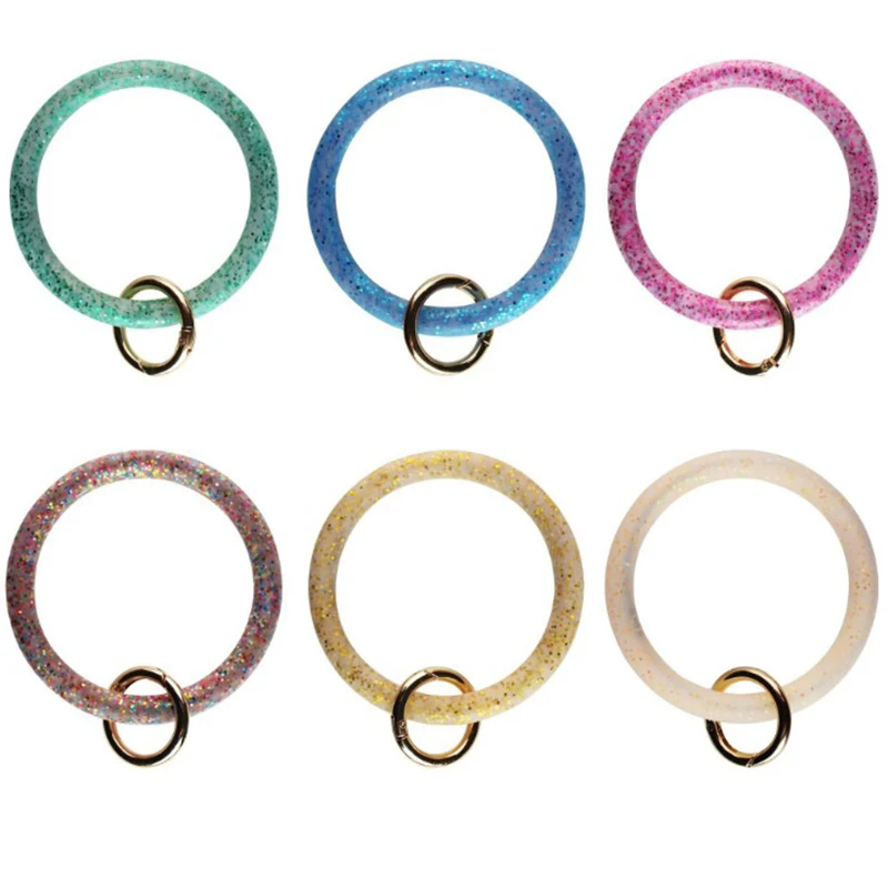 

Ювелирные изделия унисекс, трендовый простой круглый брелок для ключей, браслет, модный браслет из силикагеля, браслет для ключей, брелок дл...