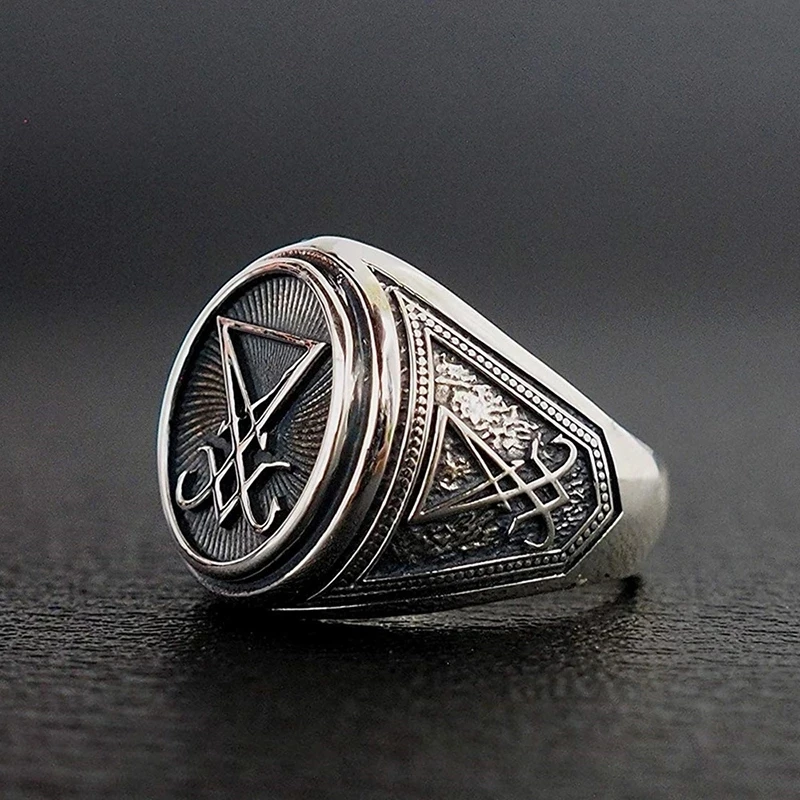 

New Lucifer Stainless Steel Seal Seal Seal of Satan Biker Ring Seal Gothic Secret Unisex Jewelry Gift