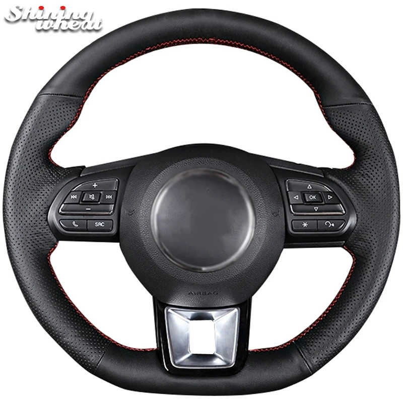 

Hand-stitched Black Genuine Leather Car Steering Wheel Cover For MG ZS HS GS 2017-2019 MG MG3 MG6 2017 2018