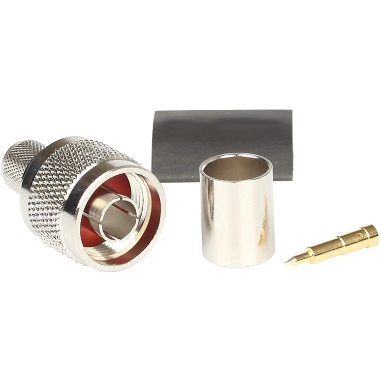 Pack of 10 N Male Plug Crimp Rf Coaxial Connector 50 Ohm for LMR400 RG8 Nickel Machined Brass Construction | Обустройство дома