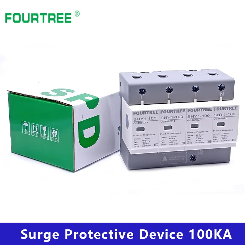 SPD AC 3P+N 40~80KA 60KA~100KA Surge Protective Device 385V 420V House Lightning Protection Arrester Low-Voltage Protector | Обустройство