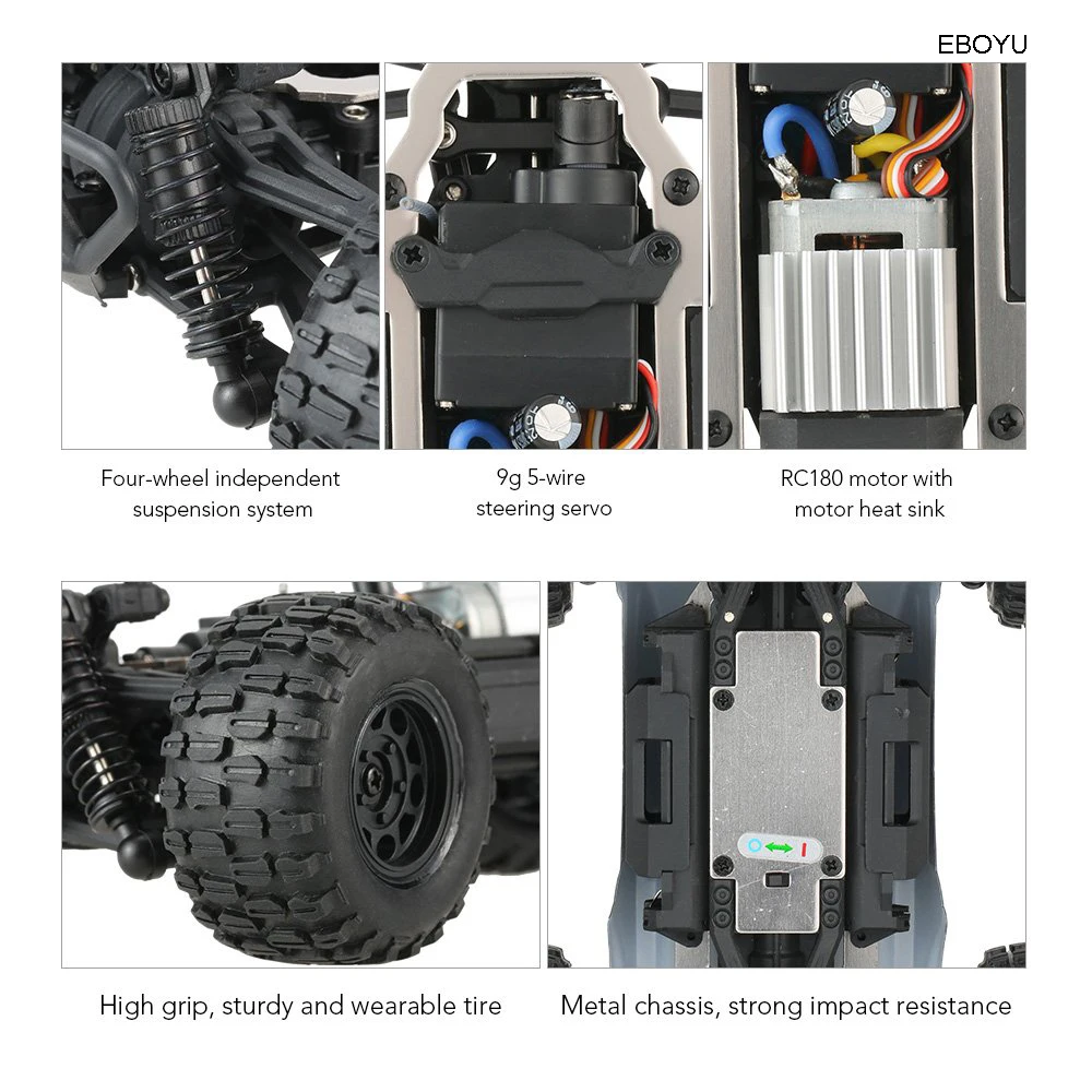 EBOYU 2138 1:24 2,4 ГГц 4WD 2CH RC автомобиль рок RC Гусеничный RTR внедорожный RC гоночный автомобиль