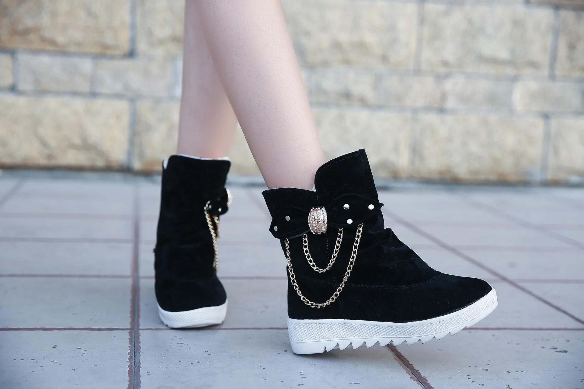 LZJ Mujer Zapatos/новые женские повседневные зимние теплые ботинки женские удобные ботинки до середины икры с круглым носком и бантом без застежки на плоской подошве женские ботинки