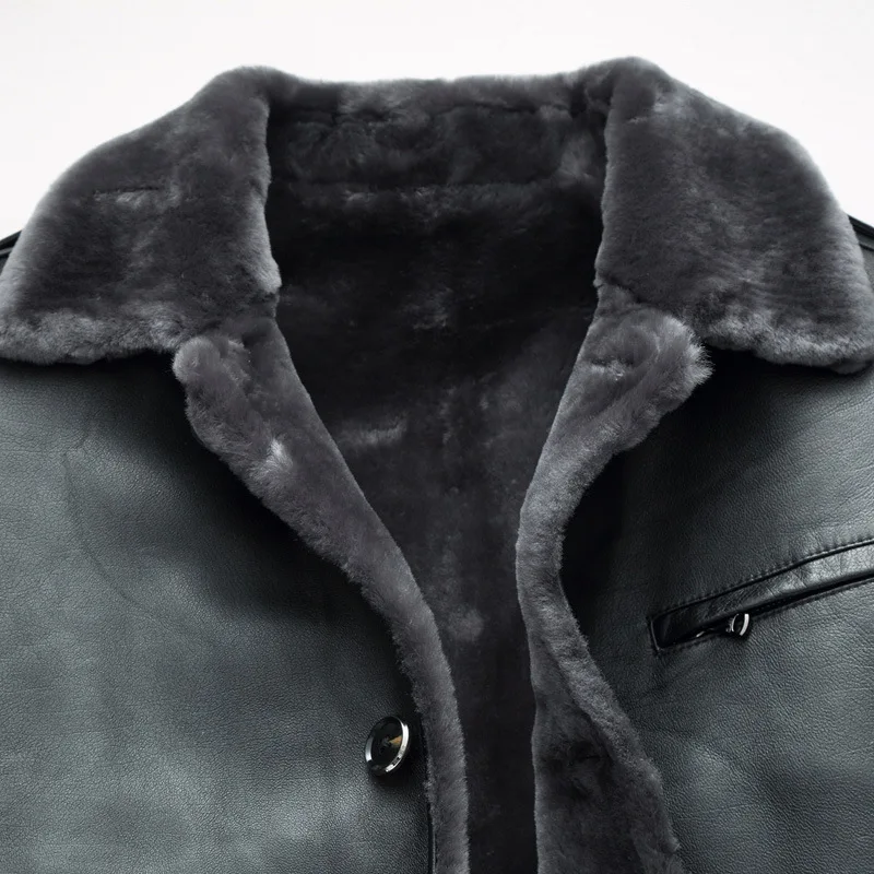 Мужское зимнее пальто из натуральной овечьей кожи роскошная свободная