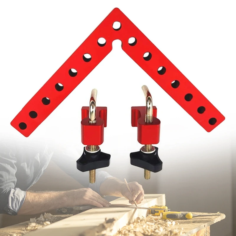 

90 Degree Positioning Squares with 2 Scales (160mm & 6.3inch）,1 Right Angle Clamps with 2 Clamps for Box Cabinets Drawers