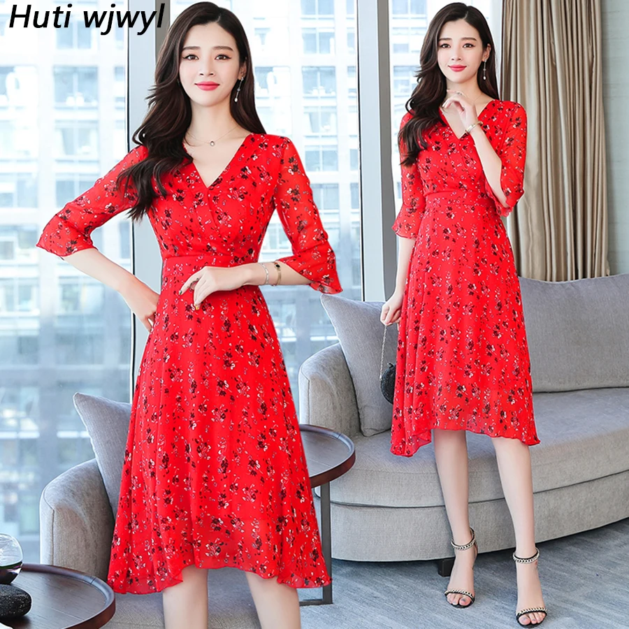 2021 Винтаж размера плюс красный Boho Элегантное открытое платье без рукавов новое