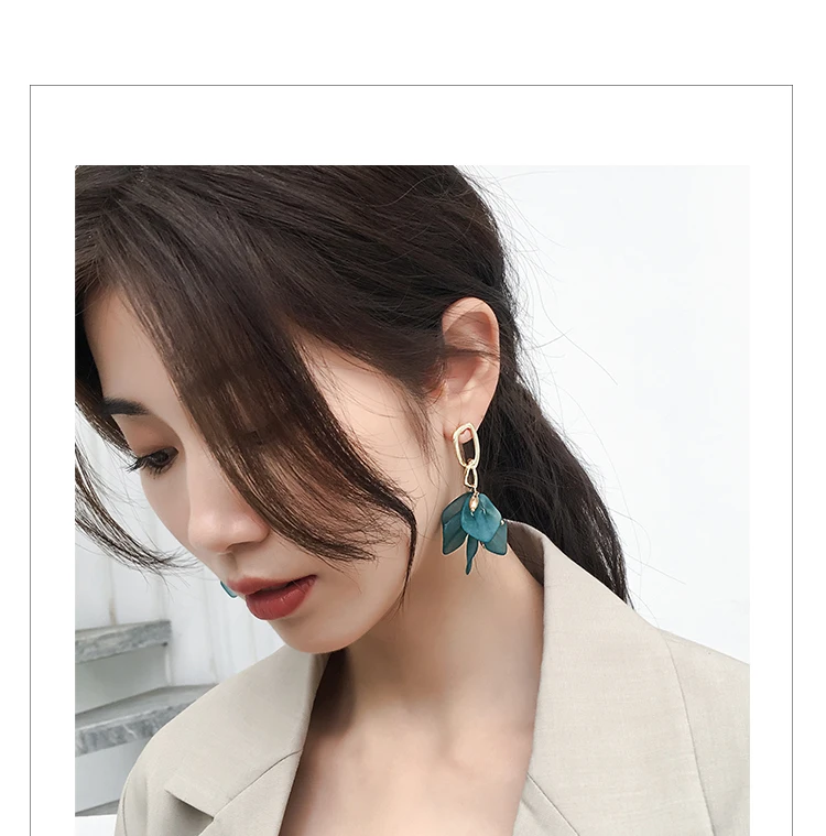 Aretes de mujer, современный стиль, дизайн, большие красные лепестки роз, серьги с кисточками, тренд, темперамент, летние корейские серьги для женщин