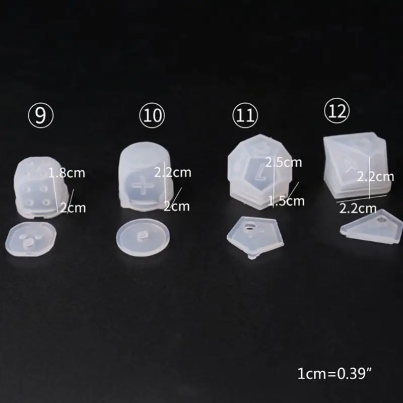 

DIY Crystal Epoxy Mold Dice Fillet Shape Multi-spec Digital Game Silicone Mould