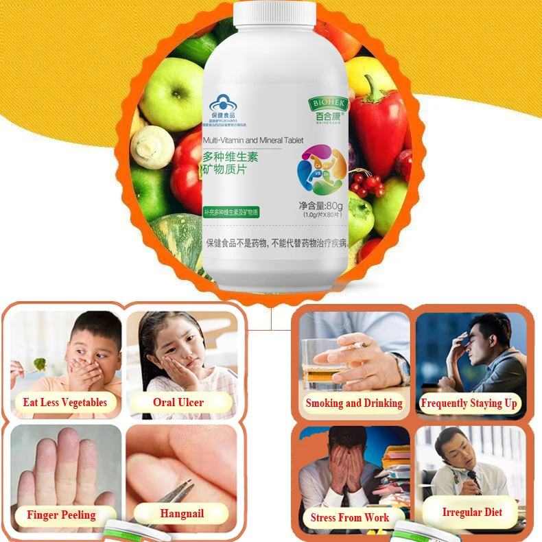 Витаминный комплекс Мультивитаминный и минеральный материал добавки в таблетки