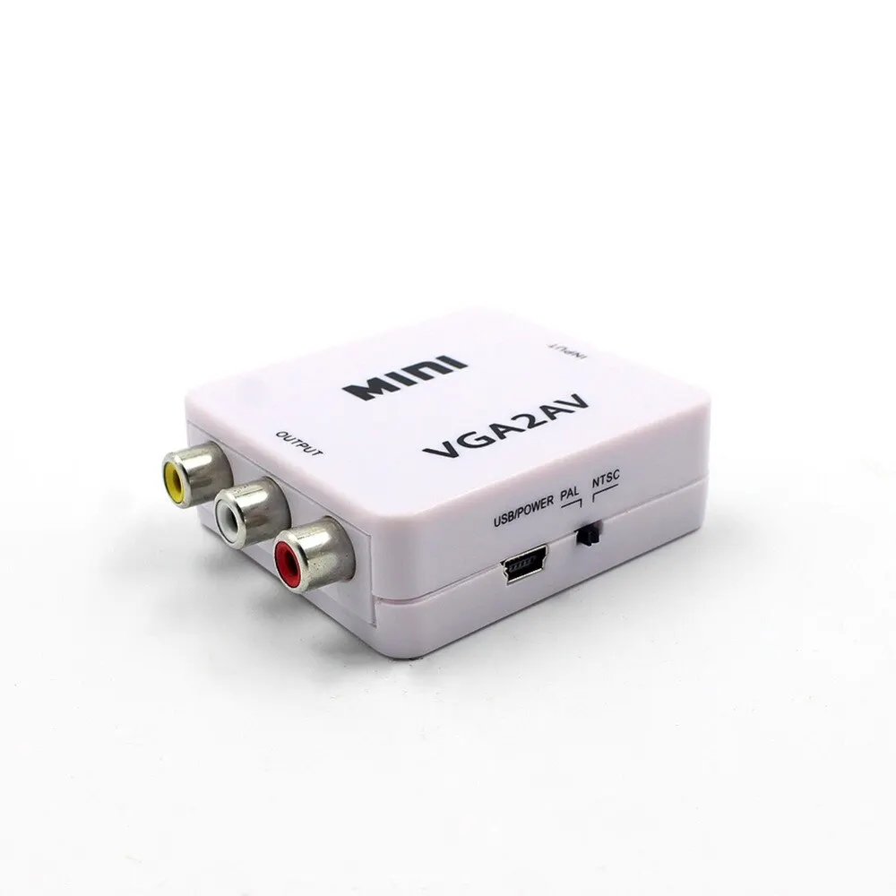 Преобразователь 1080P Mini VGA RCA AV с 3 5 мм аудио VGA2AV / CVBS + преобразователь Аудио в ПК
