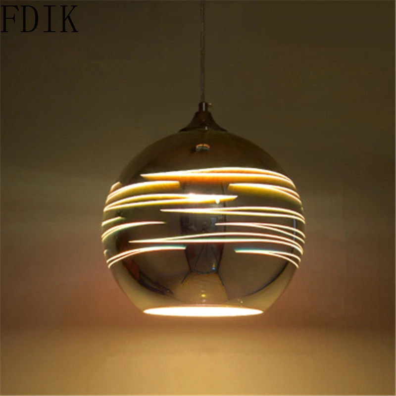 Modern Colorful Glass Ball Pendant Lights Led Hanging Lamp for Bar Coffee Kitchen Loft Decor Fluorescence Suspension Luminaire | Лампы и
