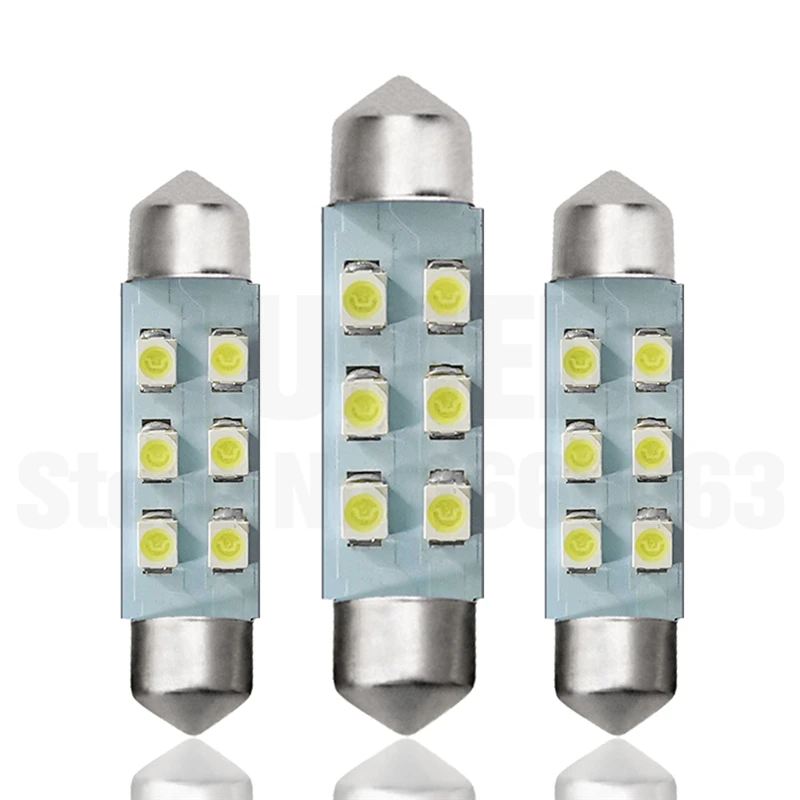 10x Автомобильный светодиодный фестон C5W 6 LED 2835 1210 SMD салона Купол лампы для чтения