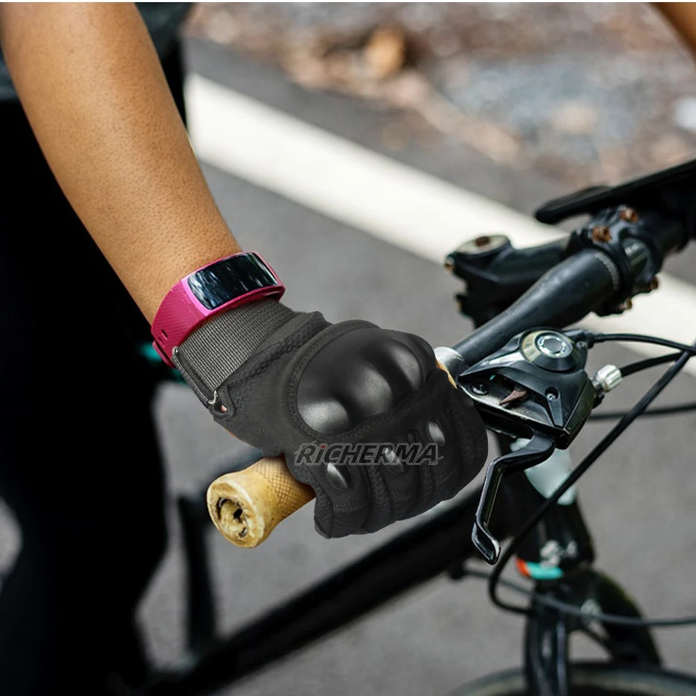 Спортивные мотоциклетные перчатки с твердыми костяшками защитные черные летние