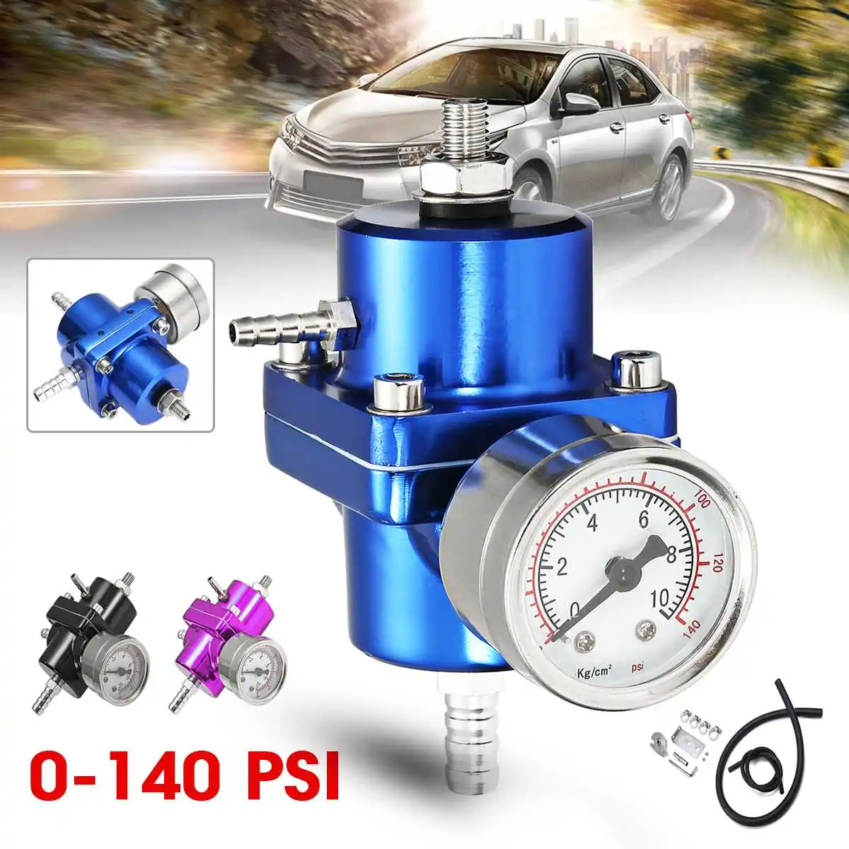 Универсальный алюминиевый регулируемый регулятор давления топлива 3 цвета 0-140