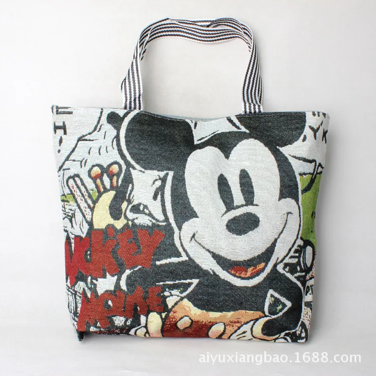 Сумка-шоппер Женская холщовая мультяшный вместительный саквояж на плечо с