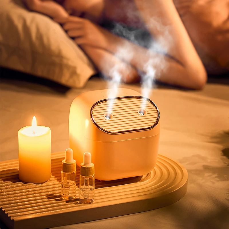 

600ml Dual Nozzle Home Mist Maker Humidifier Heavy Fog USB Aromatherapy Essential Oil Diffuser for Room Fragrance Air Freshener