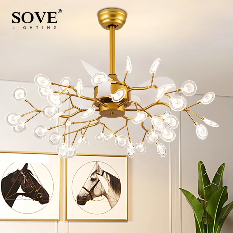 Современная светодиодный Люстра-Светлячок вентилятор светильник ПА в виде