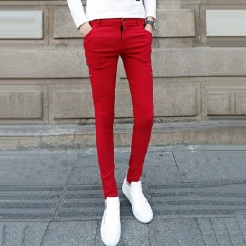 Модные облегающие брюки Idopy в стиле панк черные Лоскутные эластичные джинсы на