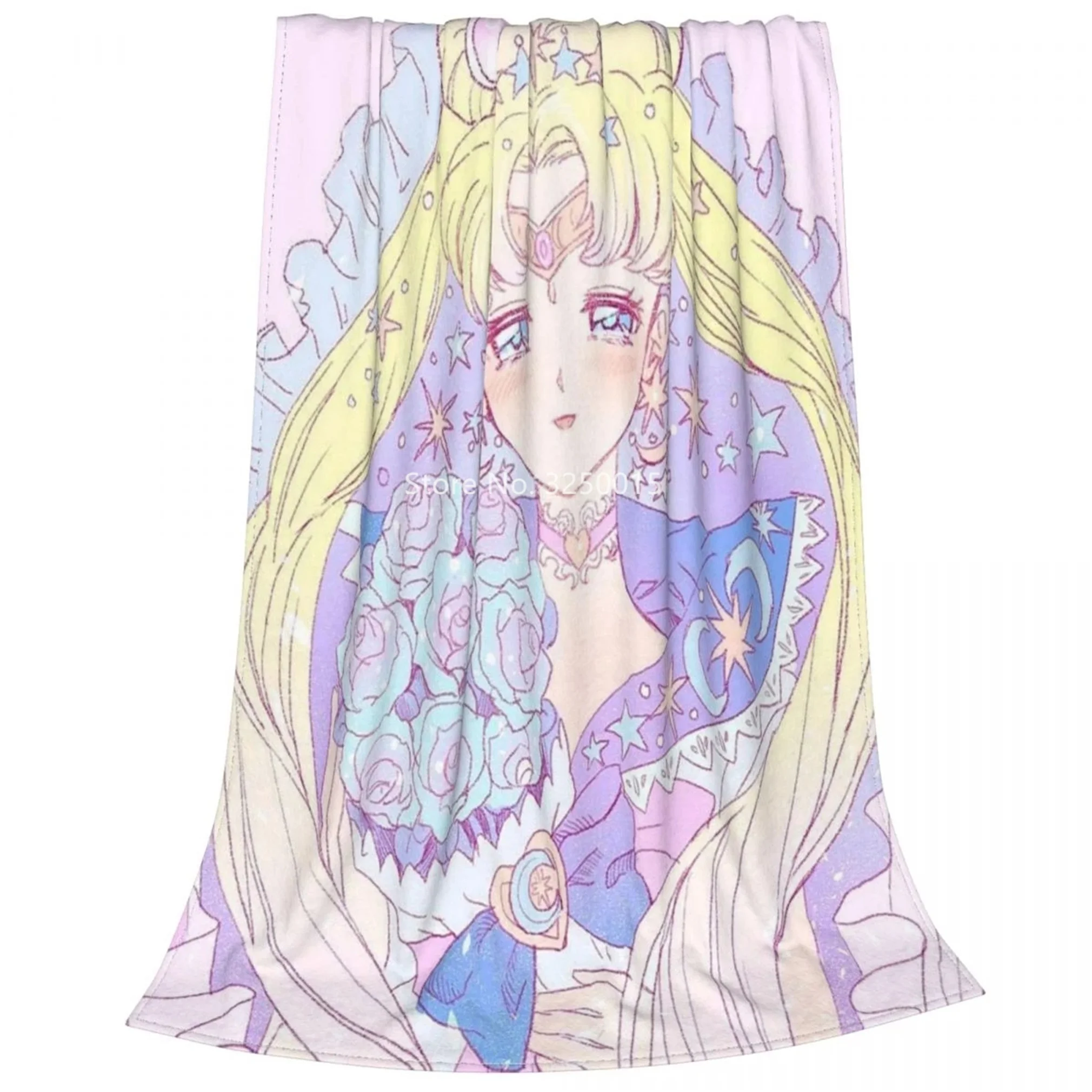Милое мультяшное удобное мягкое одеяло с рисунком Луны и девочки детское для