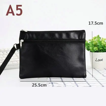 

Waterproof PU Leather Zipper Bag Portable Mens Document Bag A4 File Bag A5 Document Pouch