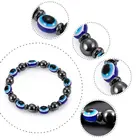 Парные Магнитные Черные зеркальные эластичные браслеты с синими глазами, аксессуары для браслетов в стиле унисекс