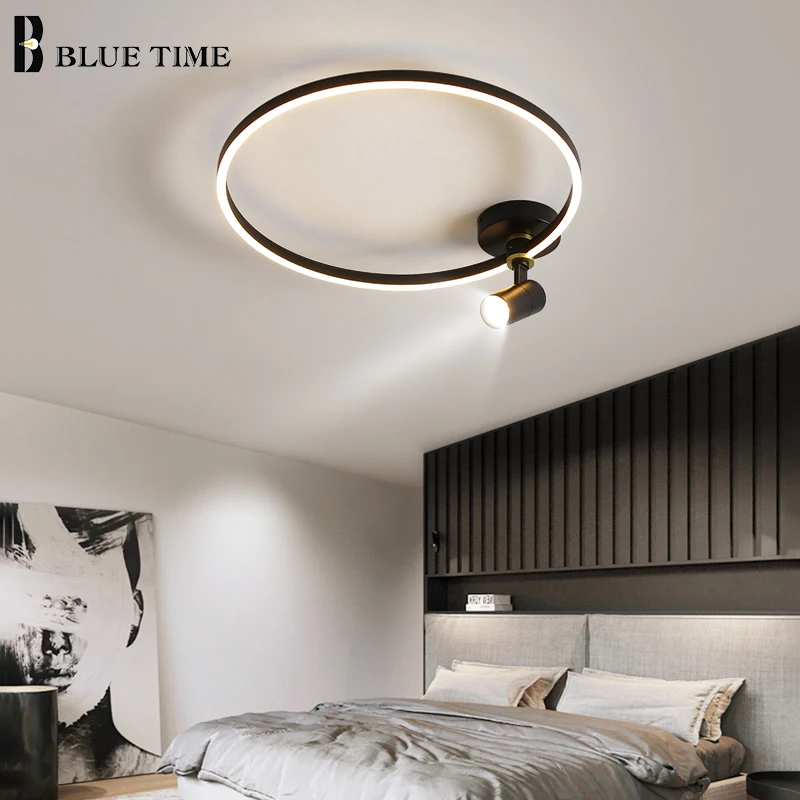 

Круглая светодиодная люстра, комнатная лампа черного и белого цвета для гостиной, спальни, столовой, кухни, современное домашнее освещение