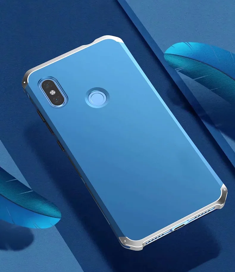 Роскошный бронированный чехол для Xiaomi Redmi Note 7 Pro Чехол Note6 Алюминиевый металлический бампер жесткий ТПУ задняя крышка для Xiaomi 8 SE чехол - Цвет: blue silver