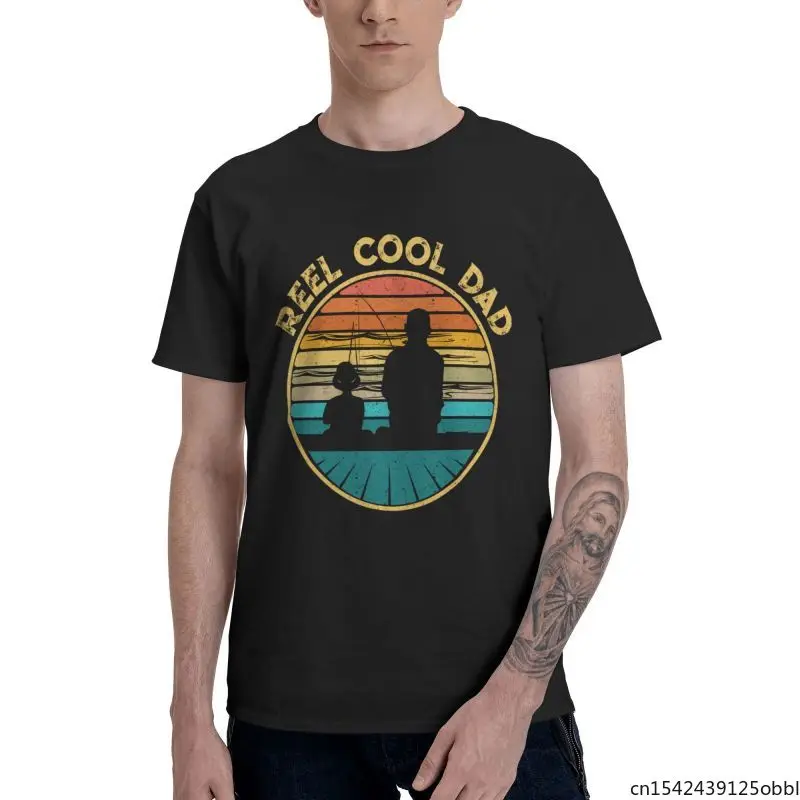 

Retro Reel Cool Dad Fishing Unique Tops T Shirt Short Sleeve Vintage Fish Daddy Gift Idea Merch Unisex Summer Trend