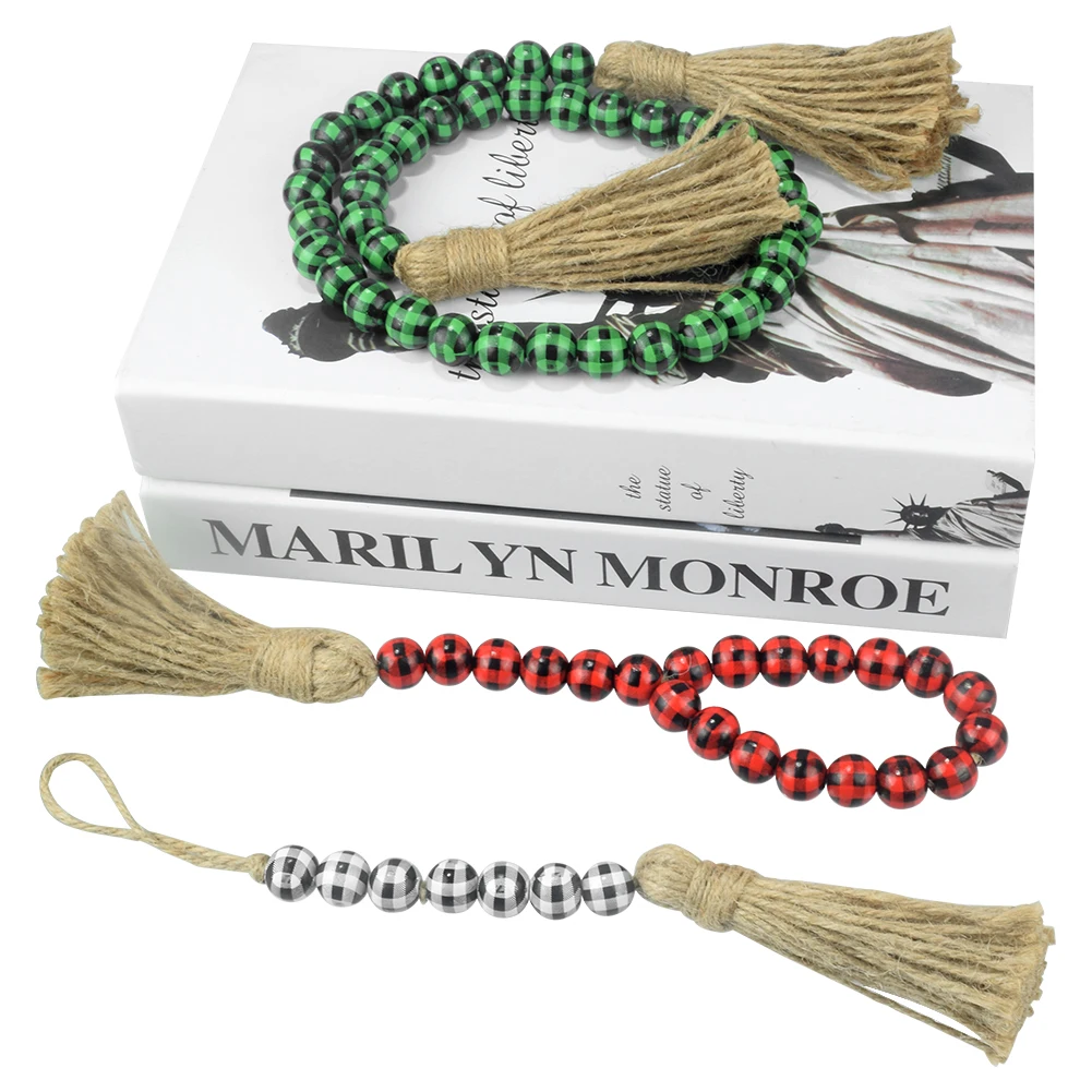 

1-5 шт., деревянная гирлянда из бусин в клетку, 12/32 дюйма