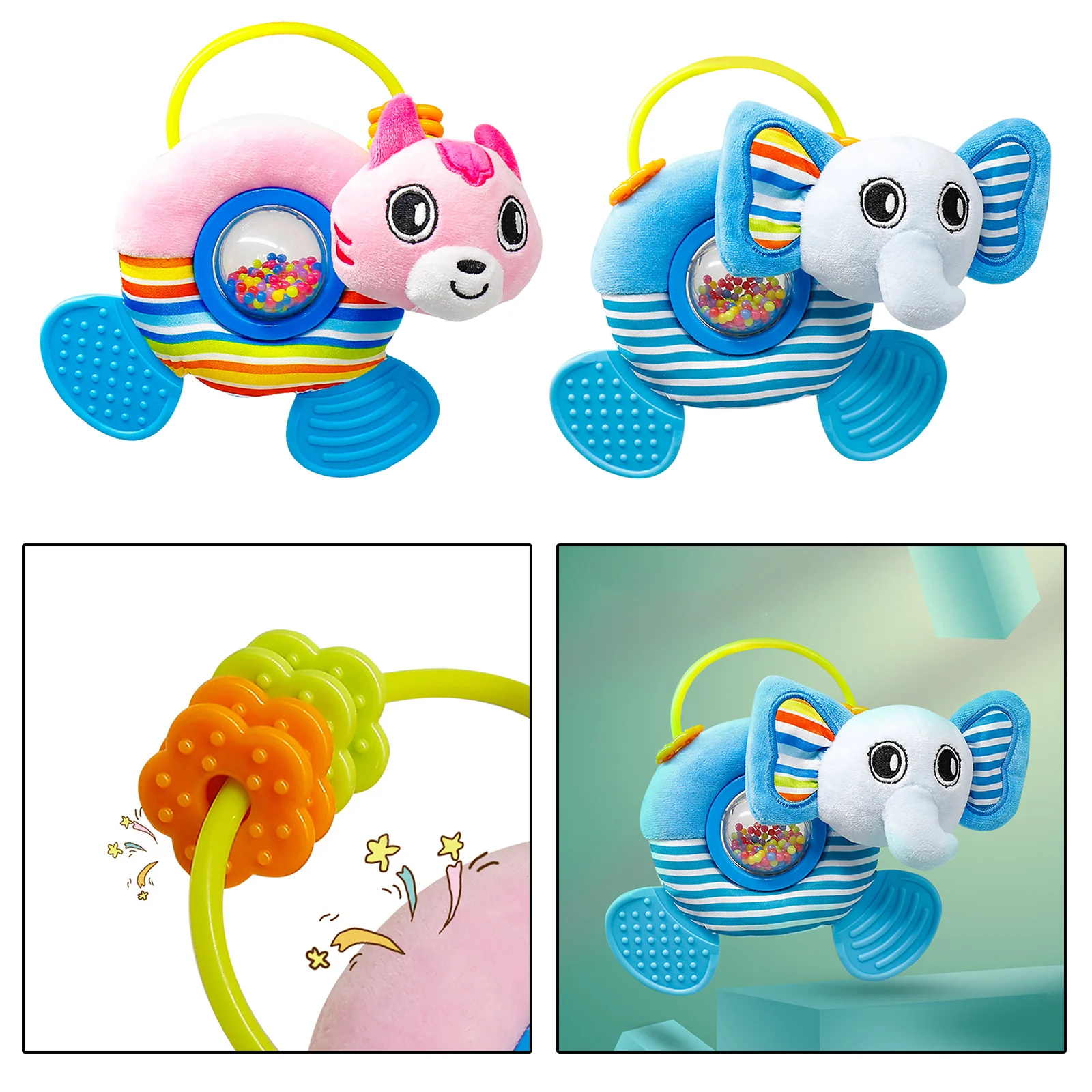 

Погремушки для детской коляски, мягкая игрушка для мобильной кровати, милые куклы-животные, слон, кошка, детская кроватка, игрушки-колокольч...