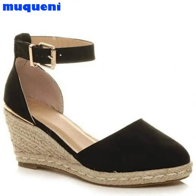 

Women Sandals Shoes woman summer Plus Size 35-43 Women Hemp Wedge Buckle Sandal Ladies Weaving Wedges Sandals Sandalias Mujer